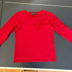 Washable Silk Knit Floral Embroidered Long Sleeve Blouse Top Josephine Chaus